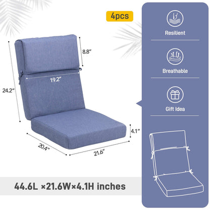 Aoodor Set di 4 cuscini per sedie da giardino con schienale alto, 117x53x10 cm (solo cuscini)