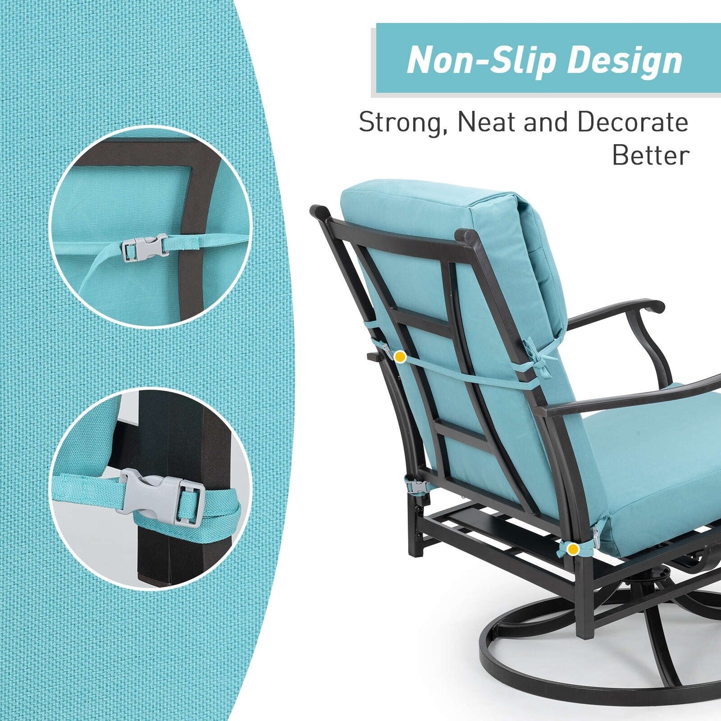 Aoodor Set di 4 cuscini per sedie da giardino con schienale alto, 117x53x10 cm (solo cuscini)