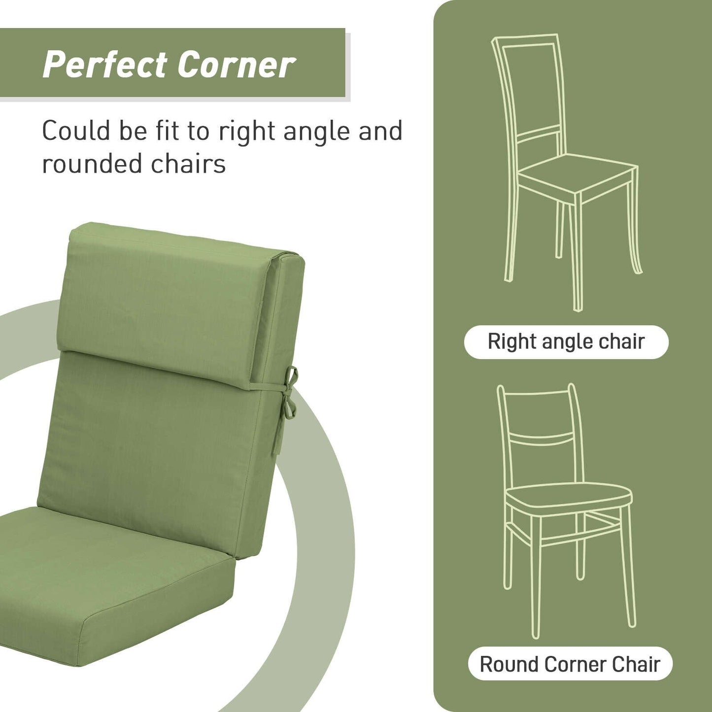 Aoodor Set di 4 cuscini per sedie da giardino con schienale alto, 117x53x10 cm (solo cuscini)