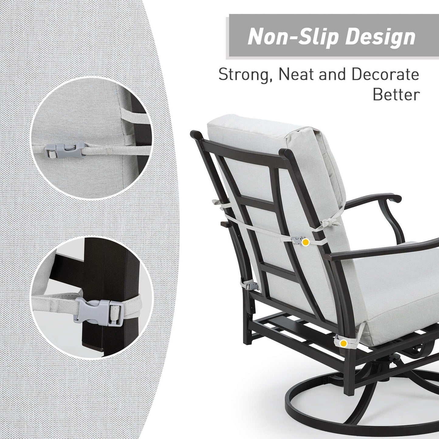 Aoodor Set di 4 cuscini per sedie da giardino con schienale alto, 117x53x10 cm (solo cuscini)