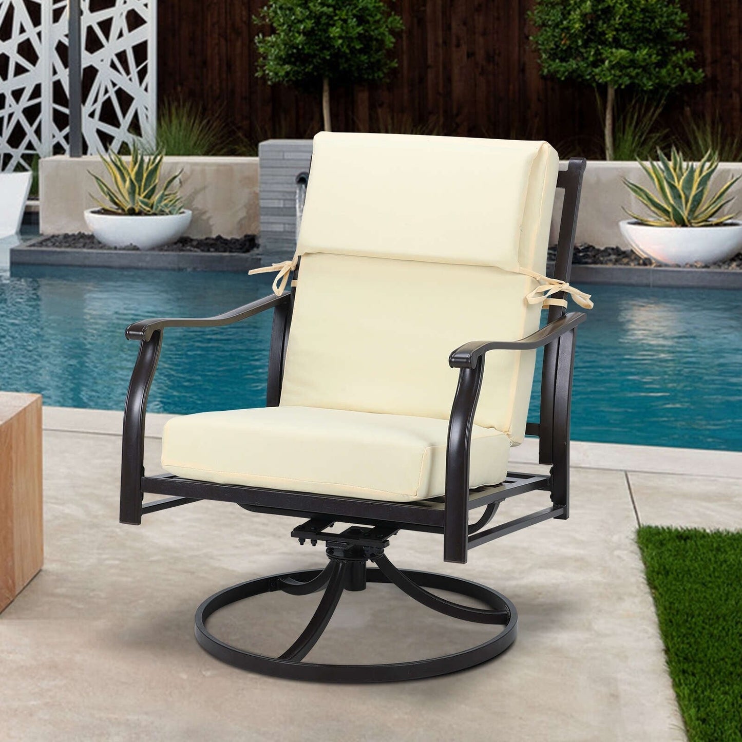 Aoodor Set di 4 cuscini per sedie da giardino con schienale alto, 117x53x10 cm (solo cuscini)