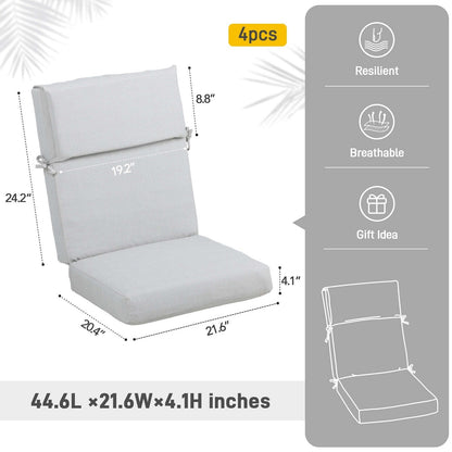 Aoodor Set di 4 cuscini per sedie da giardino con schienale alto, 117x53x10 cm (solo cuscini)