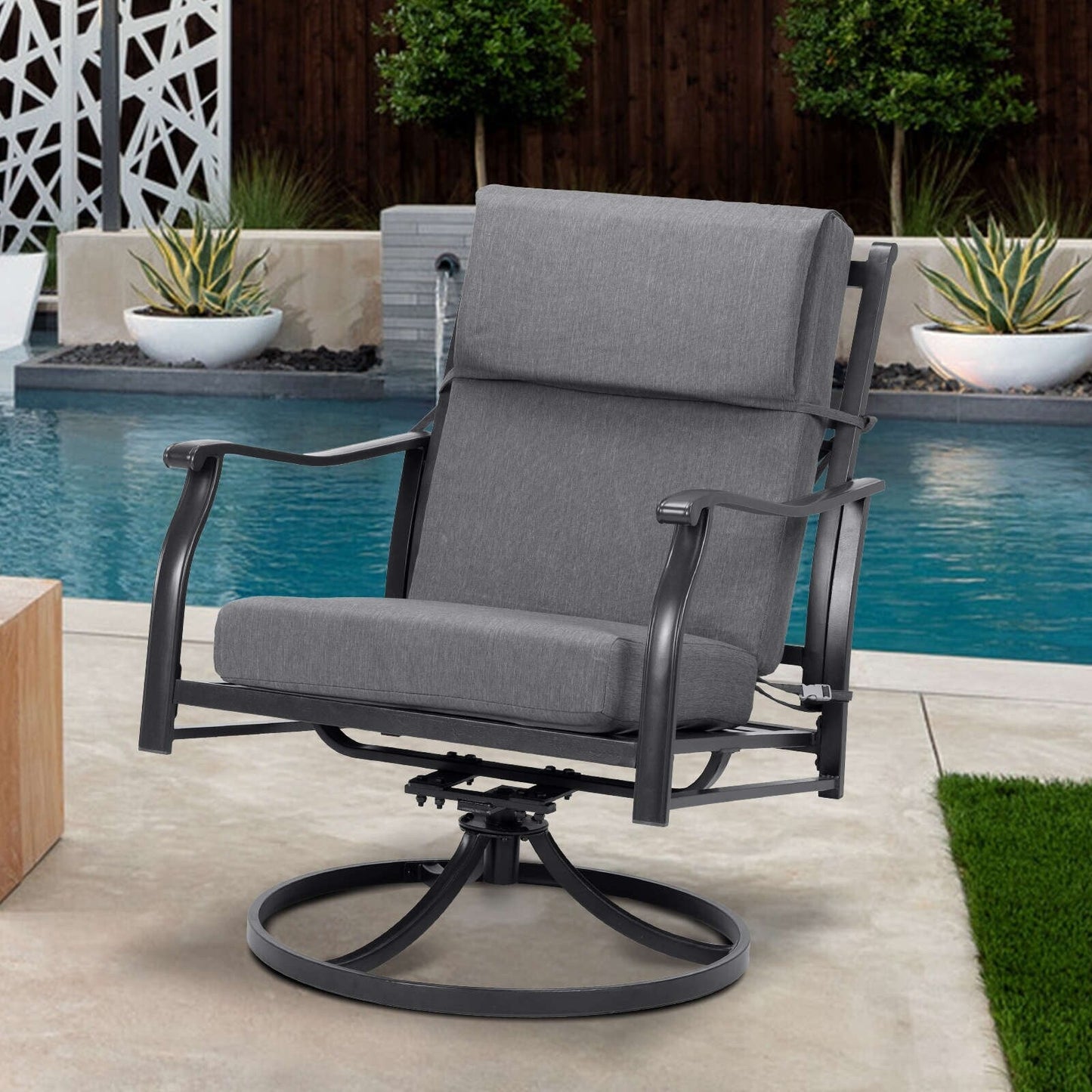 Aoodor Set di 4 cuscini per sedie da giardino con schienale alto, 117x53x10 cm (solo cuscini)