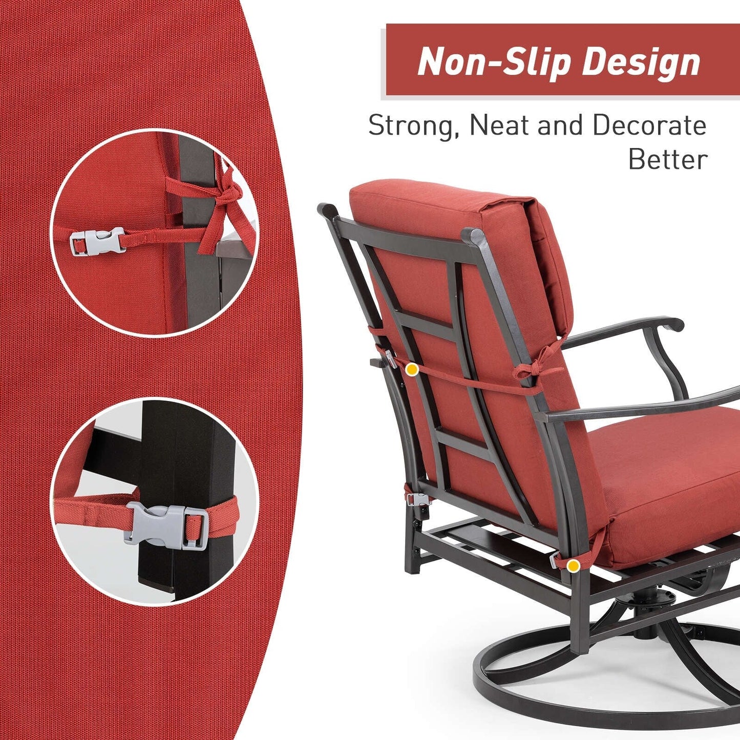 Aoodor Set di 4 cuscini per sedie da giardino con schienale alto, 117x53x10 cm (solo cuscini)