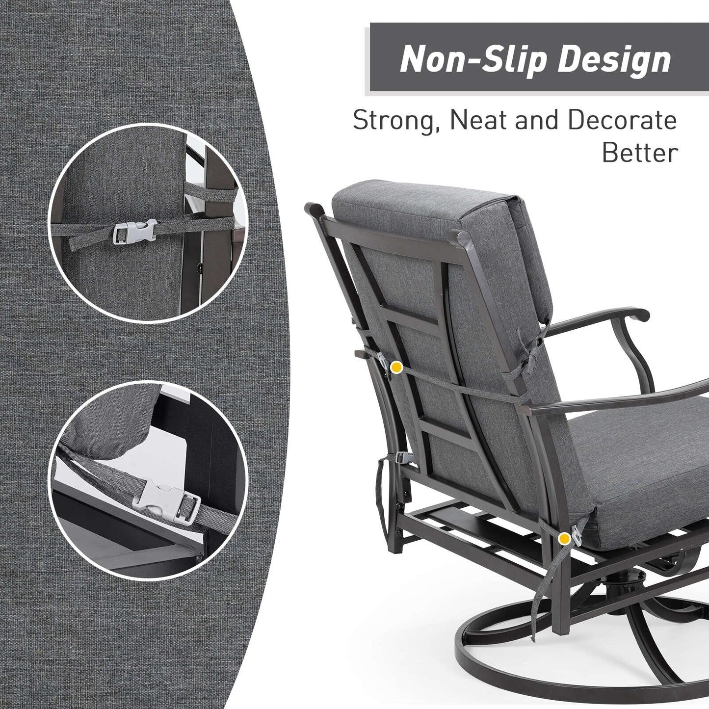 Aoodor Set di 4 cuscini per sedie da giardino con schienale alto, 117x53x10 cm (solo cuscini)