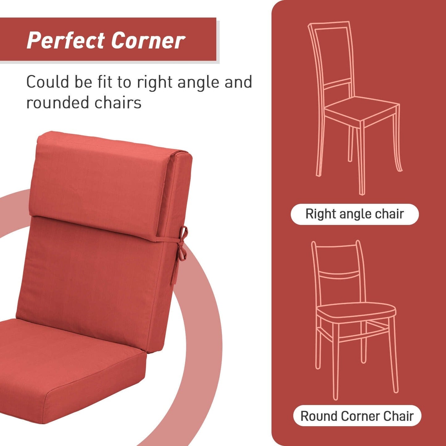 Aoodor Set di 4 cuscini per sedie da giardino con schienale alto, 117x53x10 cm (solo cuscini)