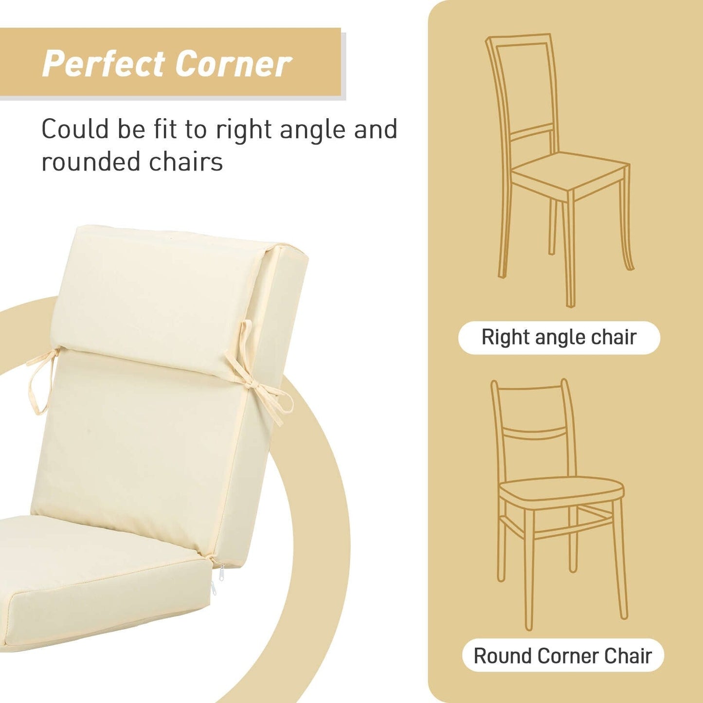 Aoodor Set di 4 cuscini per sedie da giardino con schienale alto, 117x53x10 cm (solo cuscini)