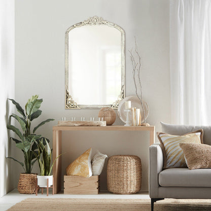 Specchio da terra a figura intera con arco e intaglio in legno massello