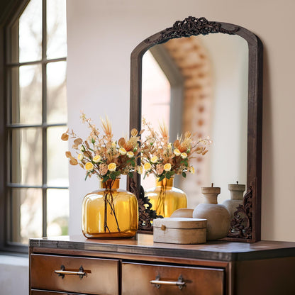 Specchio da terra a figura intera con arco e intaglio in legno massello