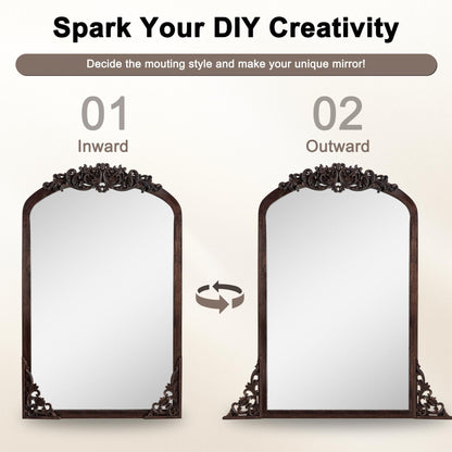 Specchio da terra a figura intera con arco e intaglio in legno massello