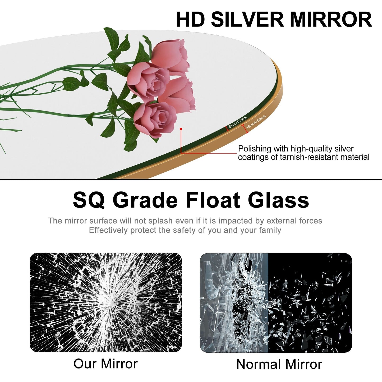 Specchio a figura intera da terra in legno con arco, specchio da parete