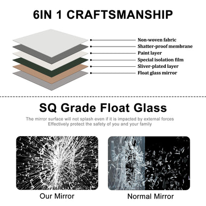 Specchio a figura intera da terra in legno con arco, specchio da parete