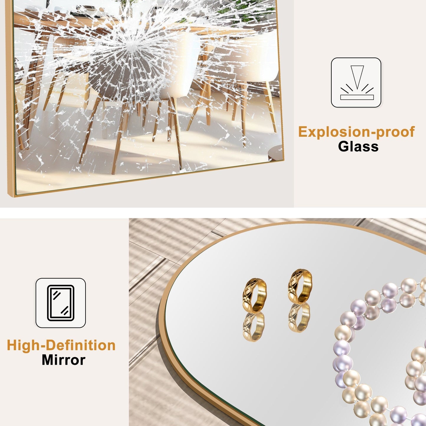 Specchio a figura intera da terra in legno con arco, specchio da parete