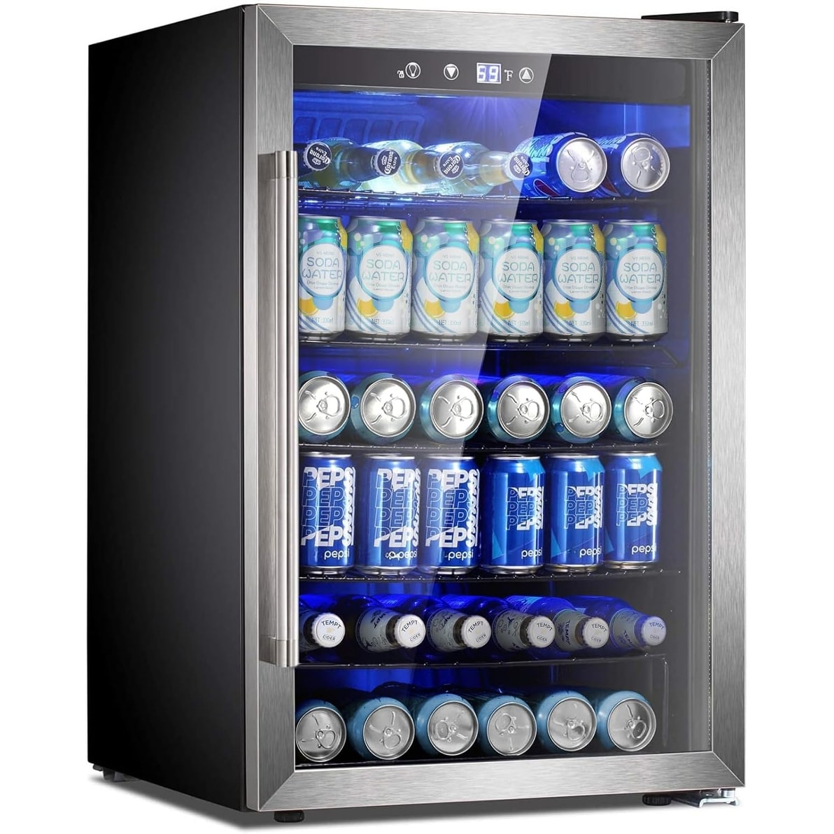 Frigorifero per bevande da 145 lattine, mini frigo da 4,4 piedi cubi con porta in vetro per bibite, birra, vino – parte anteriore trasparente per casa, ufficio o bar