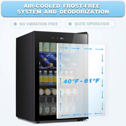 Frigo per vini da 4,4 piedi cubi con luci a LED e pulsanti touch, ripiani rimovibili, rumore inferiore a 38 dB.