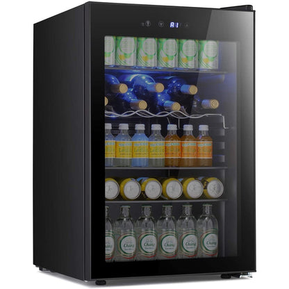 Frigo per vini da 4,4 piedi cubi con luci a LED e pulsanti touch, ripiani rimovibili, rumore inferiore a 38 dB.