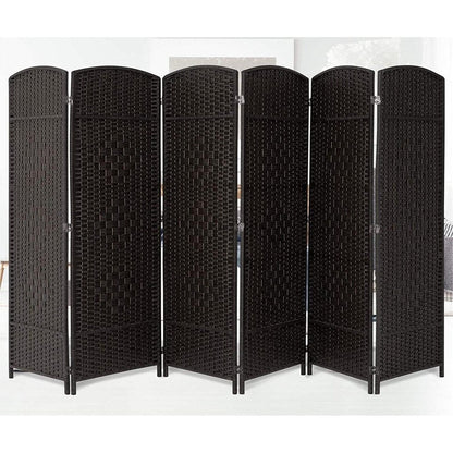Paravento divisorio per ambienti, alto 180 cm, in fibra intrecciata, a pannelli pieghevoli, autoportante.