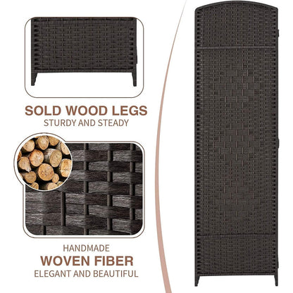 Paravento divisorio per ambienti, alto 180 cm, in fibra intrecciata, a pannelli pieghevoli, autoportante.