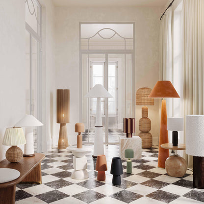 Lampada da terra in iuta verdeggiante