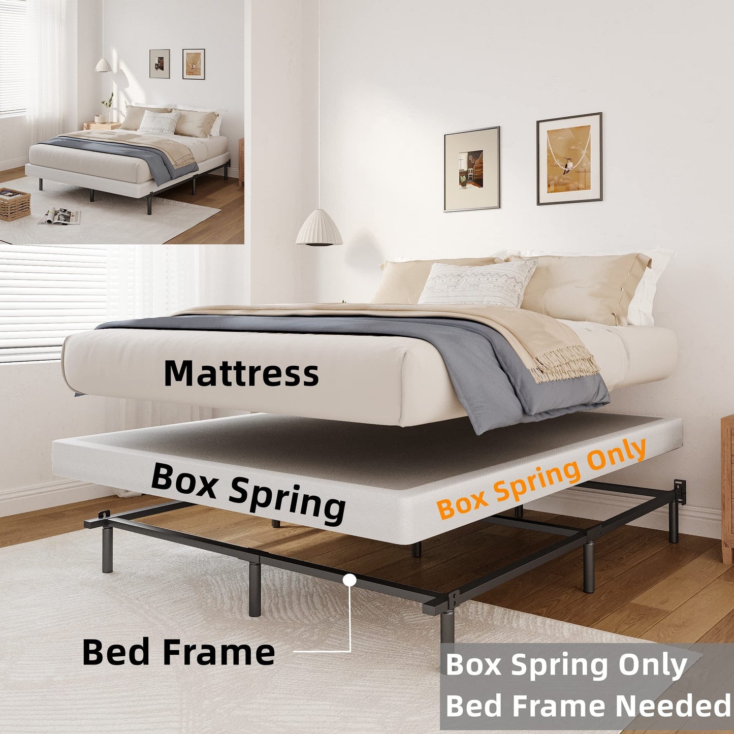 Molla metallica a basso profilo da 5 pollici, struttura robusta con copertura grigia.