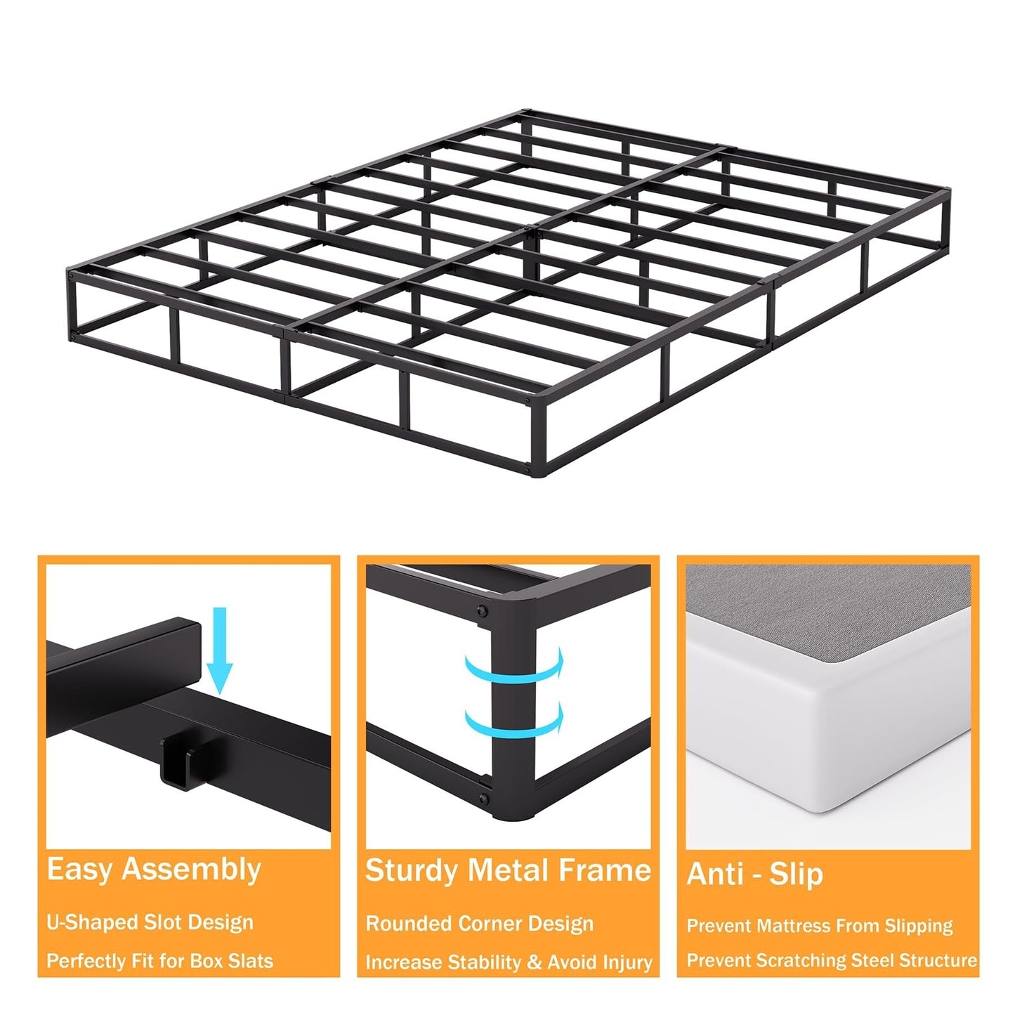 Molla metallica a basso profilo da 5 pollici, struttura robusta con copertura grigia.