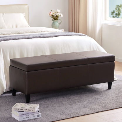 Pouf contenitore rettangolare imbottito con rivestimento in similpelle - 50,3 x 17,50 x 18 cm