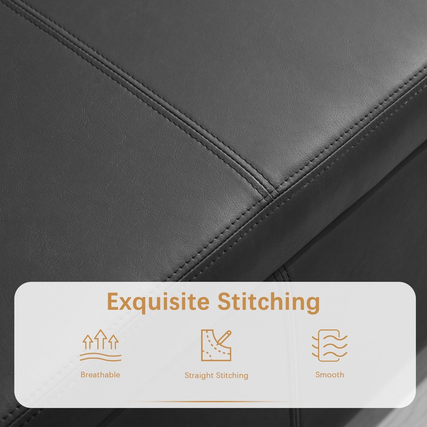 Pouf contenitore rettangolare imbottito con rivestimento in similpelle - 50,3 x 17,50 x 18 cm