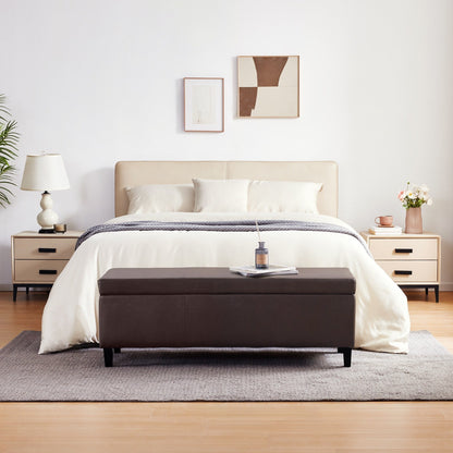 Pouf contenitore rettangolare imbottito con rivestimento in similpelle - 50,3 x 17,50 x 18 cm