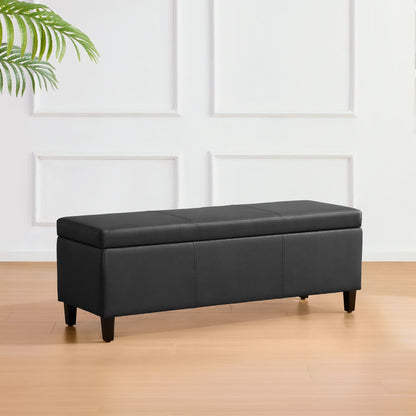 Pouf contenitore rettangolare imbottito con rivestimento in similpelle - 50,3 x 17,50 x 18 cm