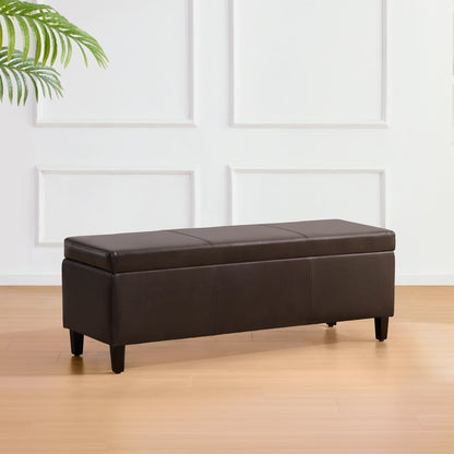 Pouf contenitore rettangolare imbottito con rivestimento in similpelle - 50,3 x 17,50 x 18 cm