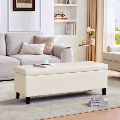 Pouf contenitore rettangolare imbottito con rivestimento in similpelle - 50,3 x 17,50 x 18 cm