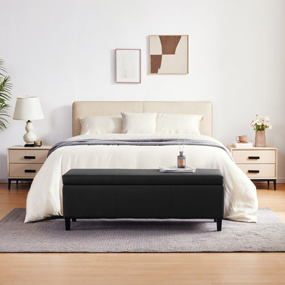 Pouf contenitore rettangolare imbottito con rivestimento in similpelle - 50,3 x 17,50 x 18 cm