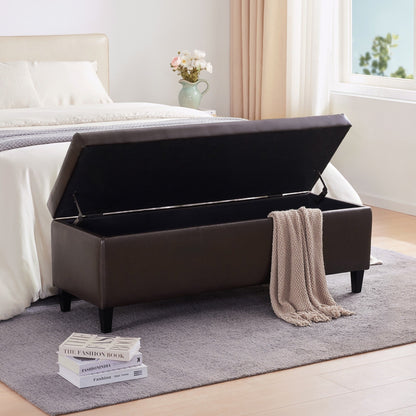 Pouf contenitore rettangolare imbottito con rivestimento in similpelle - 50,3 x 17,50 x 18 cm