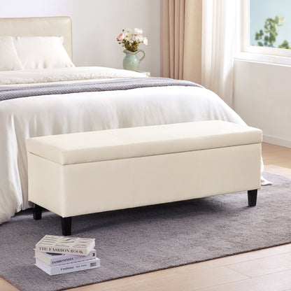 Pouf contenitore rettangolare imbottito con rivestimento in similpelle - 50,3 x 17,50 x 18 cm