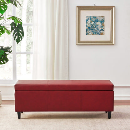 Pouf contenitore rettangolare imbottito con rivestimento in similpelle - 50,3 x 17,50 x 18 cm