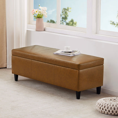 Pouf contenitore rettangolare imbottito con rivestimento in similpelle - 50,3 x 17,50 x 18 cm