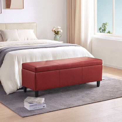 Pouf contenitore rettangolare imbottito con rivestimento in similpelle - 50,3 x 17,50 x 18 cm