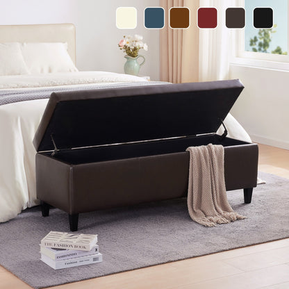 Pouf contenitore rettangolare imbottito con rivestimento in similpelle - 50,3 x 17,50 x 18 cm