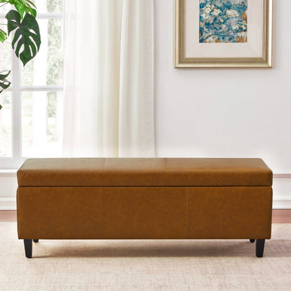 Pouf contenitore rettangolare imbottito con rivestimento in similpelle - 50,3 x 17,50 x 18 cm