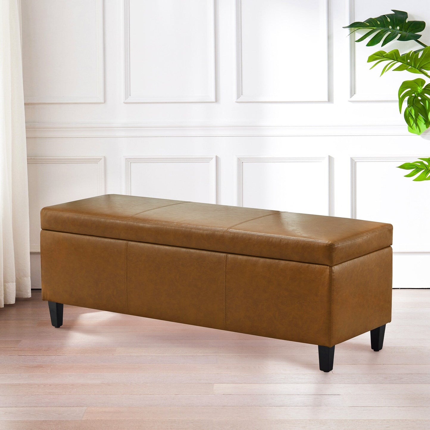 Pouf contenitore rettangolare imbottito con rivestimento in similpelle - 50,3 x 17,50 x 18 cm