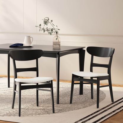 Sedia da pranzo Abrielle in legno di gomma imbottita, stile Mid-Century Modern, di Christopher Knight Home (confezione da 2)