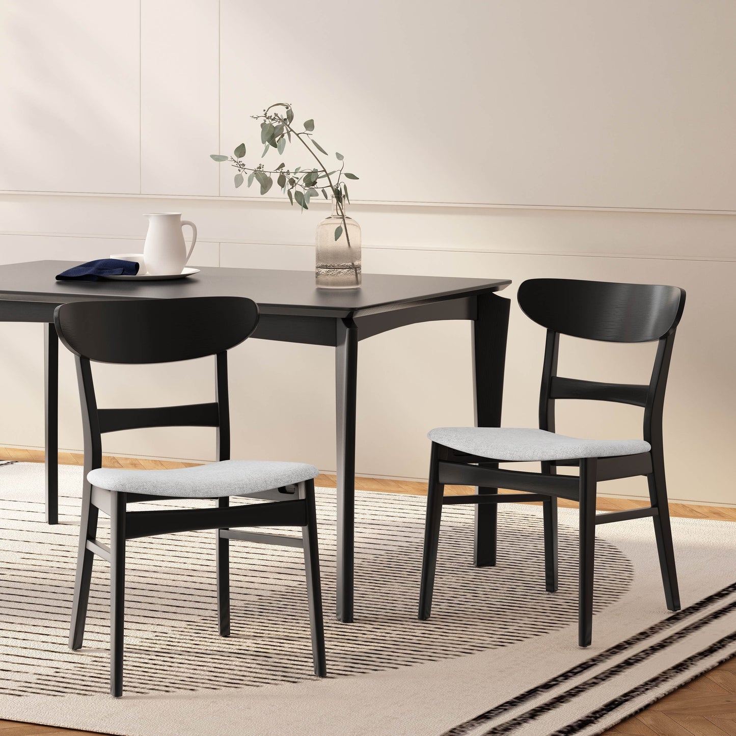 Sedia da pranzo Abrielle in legno di gomma imbottita, stile Mid-Century Modern, di Christopher Knight Home (confezione da 2)