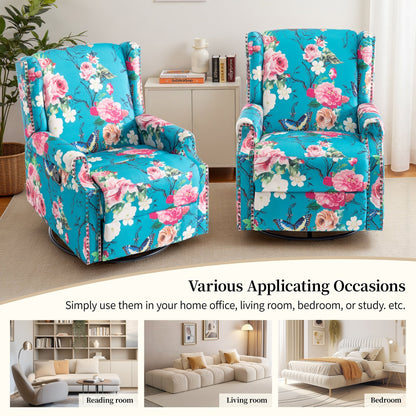 Set di 2 poltrone reclinabili con meccanismo manuale, girevoli e oscillanti, con motivo a 29'' di larghezza.