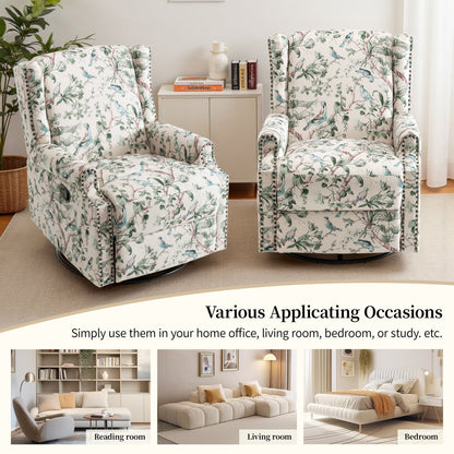 Set di 2 poltrone reclinabili con meccanismo manuale, girevoli e oscillanti, con motivo a 29'' di larghezza.