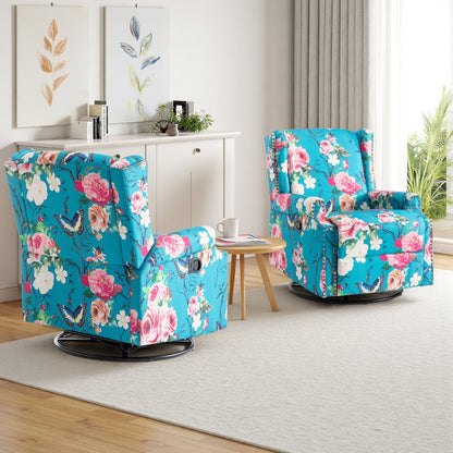 Set di 2 poltrone reclinabili con meccanismo manuale, girevoli e oscillanti, con motivo a 29'' di larghezza.