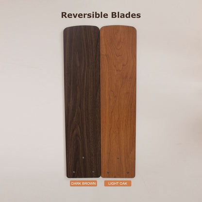 Ventilatore da soffitto con telecomando, diametro 52 pollici, 5 pale in legno reversibili e 3 luci.