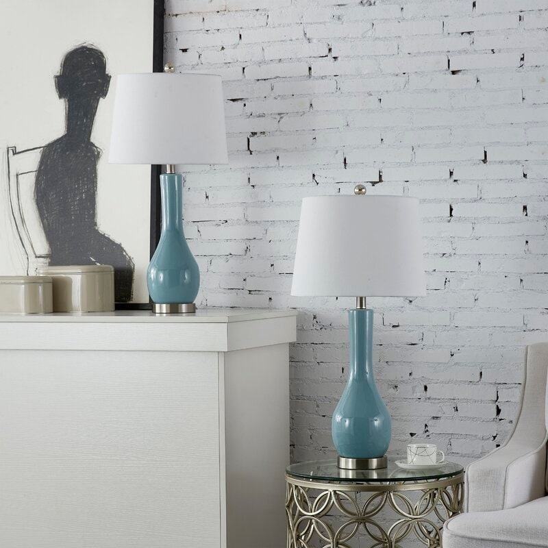 Set di 2 lampade da tavolo in ceramica da 28,5 cm con USB