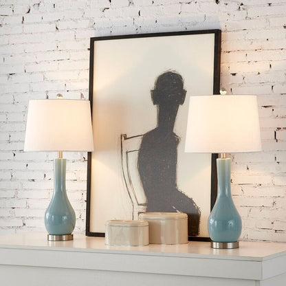 Set di 2 lampade da tavolo in ceramica da 28,5 cm con USB