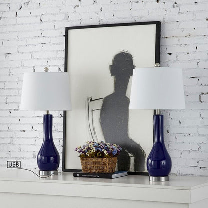 Set di 2 lampade da tavolo in ceramica da 28,5 cm con USB