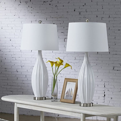 Set di 2 lampade da tavolo in porcellana bianca standard 31 (Set di 2)